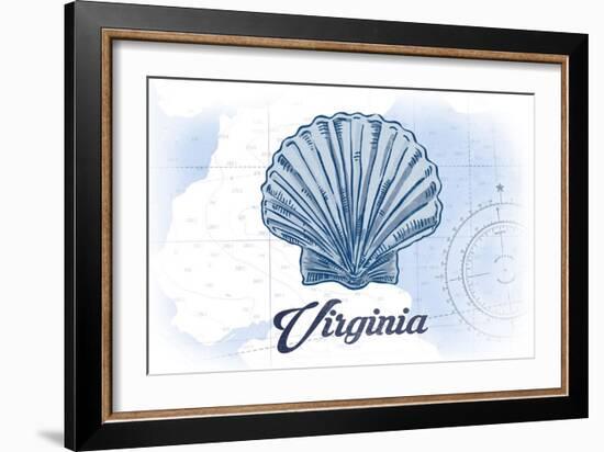 Virginia - Scallop Shell - Blue - Coastal Icon-Lantern Press-Framed Art Print