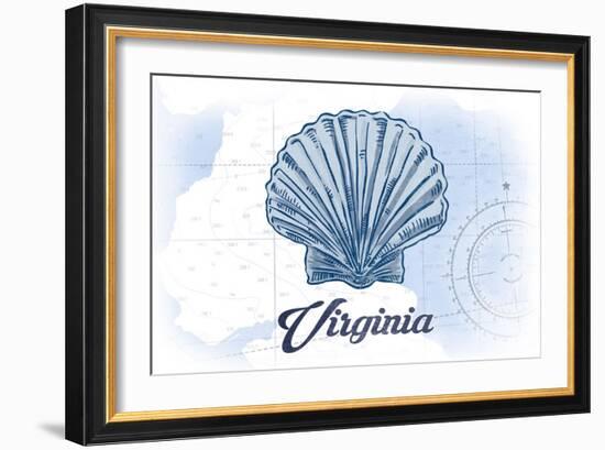 Virginia - Scallop Shell - Blue - Coastal Icon-Lantern Press-Framed Art Print