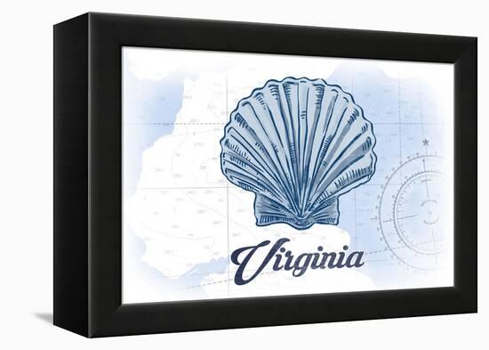 Virginia - Scallop Shell - Blue - Coastal Icon-Lantern Press-Framed Stretched Canvas