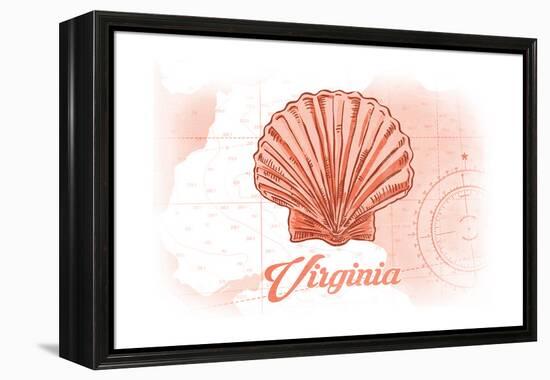 Virginia - Scallop Shell - Coral - Coastal Icon-Lantern Press-Framed Stretched Canvas