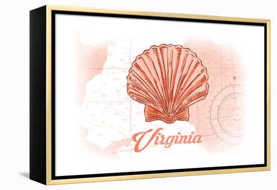 Virginia - Scallop Shell - Coral - Coastal Icon-Lantern Press-Framed Stretched Canvas