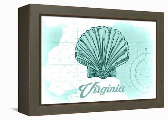 Virginia - Scallop Shell - Teal - Coastal Icon-Lantern Press-Framed Stretched Canvas