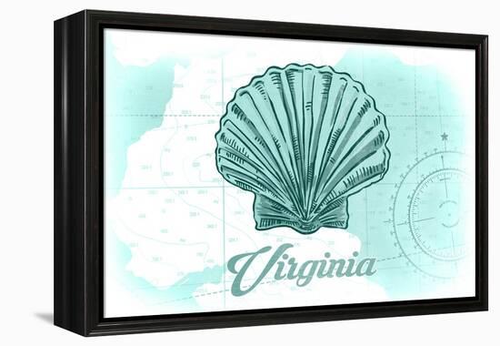 Virginia - Scallop Shell - Teal - Coastal Icon-Lantern Press-Framed Stretched Canvas