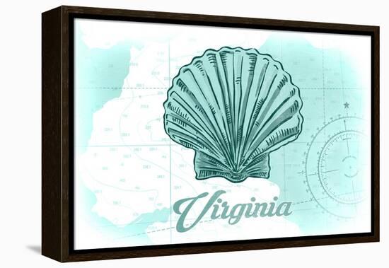 Virginia - Scallop Shell - Teal - Coastal Icon-Lantern Press-Framed Stretched Canvas