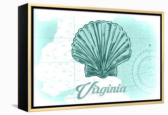 Virginia - Scallop Shell - Teal - Coastal Icon-Lantern Press-Framed Stretched Canvas