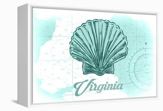 Virginia - Scallop Shell - Teal - Coastal Icon-Lantern Press-Framed Stretched Canvas
