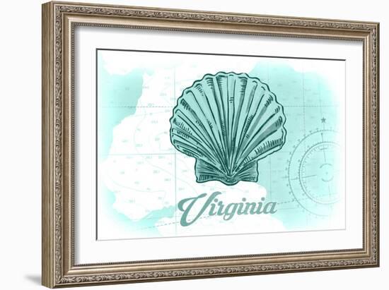 Virginia - Scallop Shell - Teal - Coastal Icon-Lantern Press-Framed Art Print