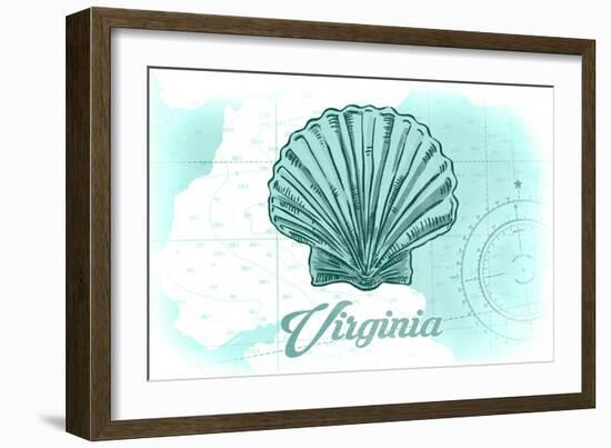 Virginia - Scallop Shell - Teal - Coastal Icon-Lantern Press-Framed Art Print