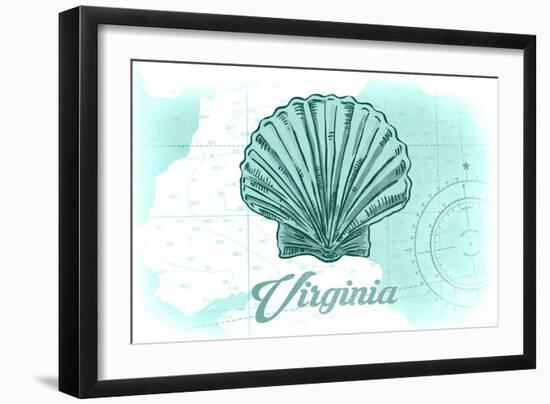 Virginia - Scallop Shell - Teal - Coastal Icon-Lantern Press-Framed Art Print