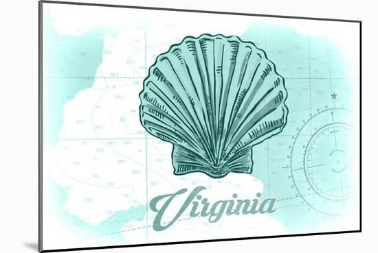 Virginia - Scallop Shell - Teal - Coastal Icon-Lantern Press-Mounted Art Print