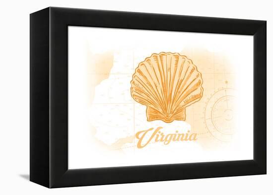 Virginia - Scallop Shell - Yellow - Coastal Icon-Lantern Press-Framed Stretched Canvas