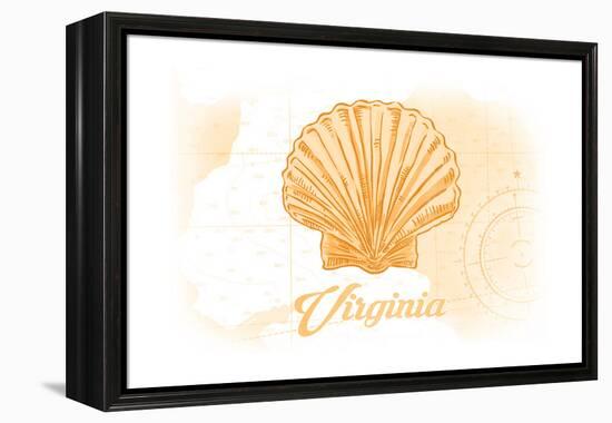 Virginia - Scallop Shell - Yellow - Coastal Icon-Lantern Press-Framed Stretched Canvas