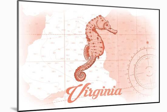 Virginia - Seahorse - Coral - Coastal Icon-Lantern Press-Mounted Art Print