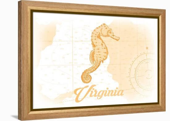 Virginia - Seahorse - Yellow - Coastal Icon-Lantern Press-Framed Stretched Canvas