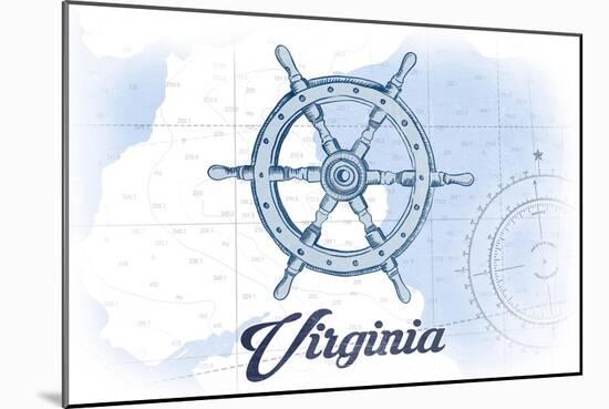 Virginia - Ship Wheel - Blue - Coastal Icon-Lantern Press-Mounted Art Print