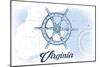 Virginia - Ship Wheel - Blue - Coastal Icon-Lantern Press-Mounted Art Print