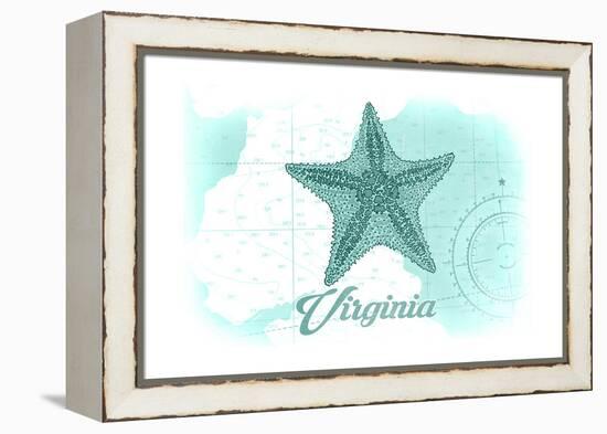 Virginia - Starfish - Teal - Coastal Icon-Lantern Press-Framed Stretched Canvas