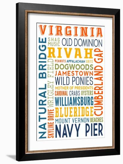 Virginia - Typography-Lantern Press-Framed Art Print