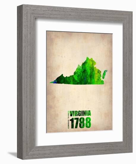 Virginia Watercolor Map-NaxArt-Framed Art Print