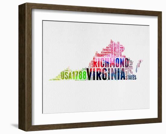 Virginia Watercolor Word Cloud-NaxArt-Framed Art Print