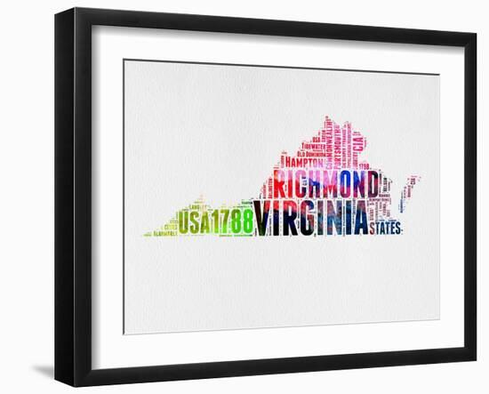 Virginia Watercolor Word Cloud-NaxArt-Framed Art Print