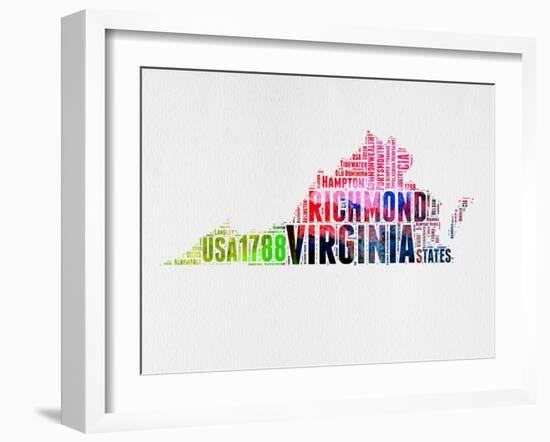 Virginia Watercolor Word Cloud-NaxArt-Framed Art Print