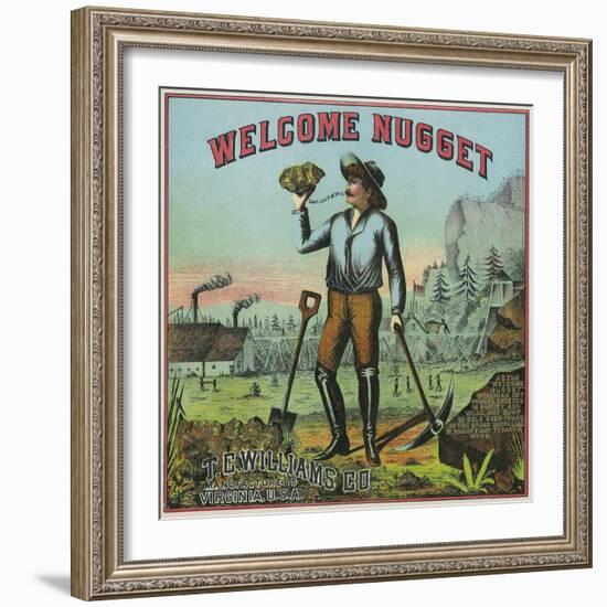 Virginia, Welcome Nugget Brand Tobacco Label-Lantern Press-Framed Art Print