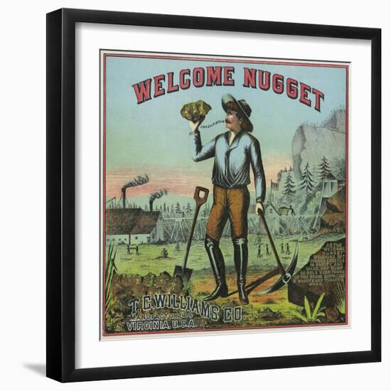 Virginia, Welcome Nugget Brand Tobacco Label-Lantern Press-Framed Art Print