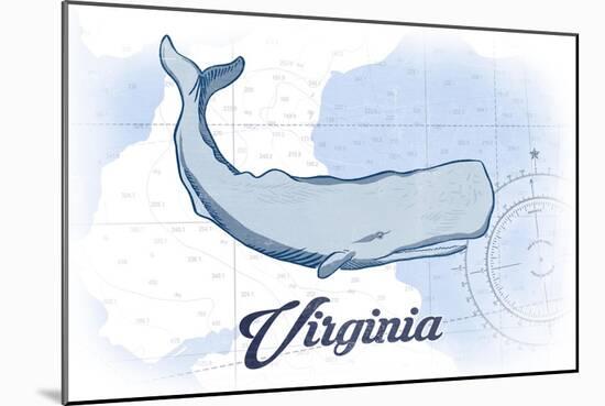 Virginia - Whale - Blue - Coastal Icon-Lantern Press-Mounted Art Print