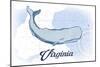 Virginia - Whale - Blue - Coastal Icon-Lantern Press-Mounted Art Print