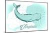 Virginia - Whale - Teal - Coastal Icon-Lantern Press-Mounted Art Print