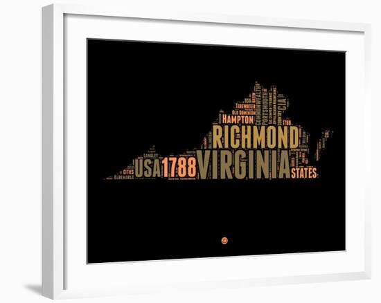 Virginia Word Cloud 1-NaxArt-Framed Art Print