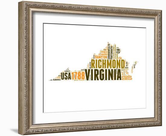 Virginia Word Cloud Map-NaxArt-Framed Art Print