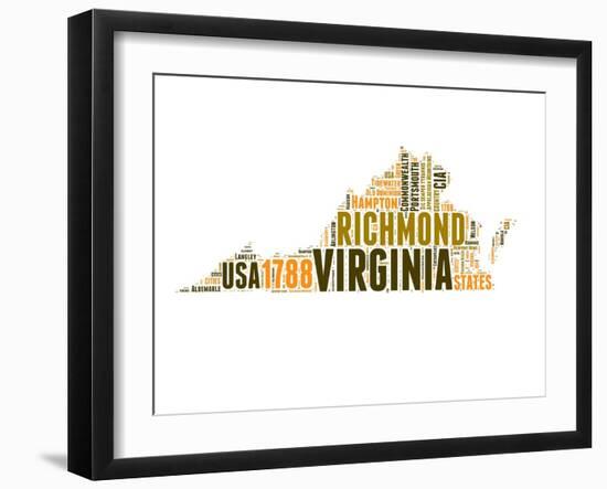 Virginia Word Cloud Map-NaxArt-Framed Art Print