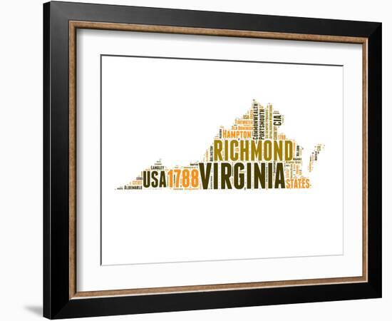 Virginia Word Cloud Map-NaxArt-Framed Art Print