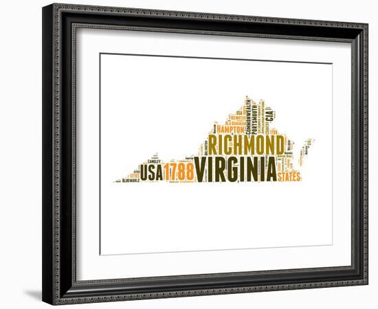 Virginia Word Cloud Map-NaxArt-Framed Art Print