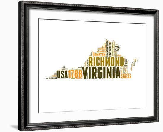 Virginia Word Cloud Map-NaxArt-Framed Art Print