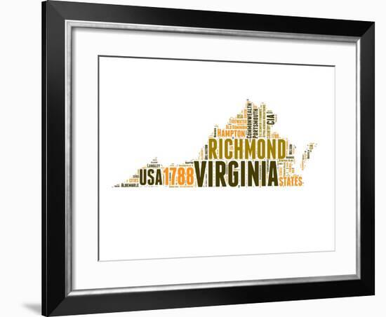 Virginia Word Cloud Map-NaxArt-Framed Art Print