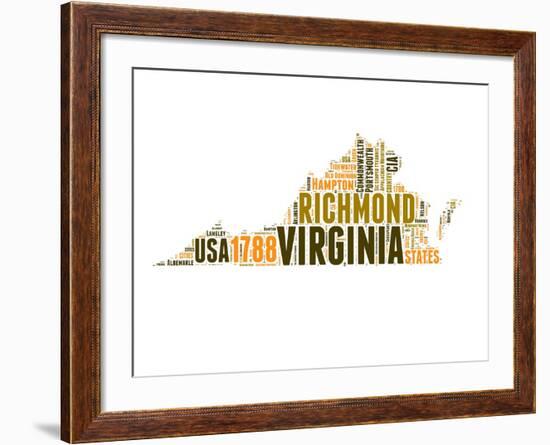 Virginia Word Cloud Map-NaxArt-Framed Art Print