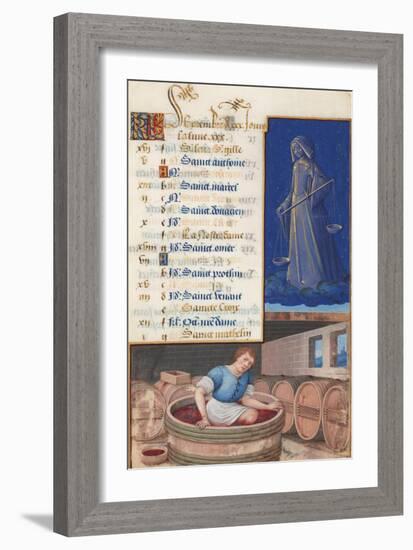 Virgo and Treading Grapes, Calendar for the Feast Days Celebrated in September, C.1500-Jean Bourdichon-Framed Giclee Print