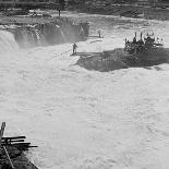 Fishing at Celilo Falls on the Columbia River, 1954-Virna Haffer-Giclee Print