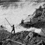 Fishing at Celilo Falls on the Columbia River, 1954-Virna Haffer-Mounted Giclee Print