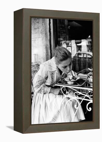 Virna Lisi Eating an Ice-Cream in Rome-Angelo Cozzi-Framed Premier Image Canvas