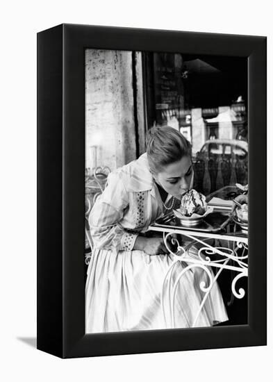 Virna Lisi Eating an Ice-Cream in Rome-Angelo Cozzi-Framed Premier Image Canvas