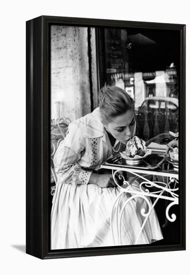 Virna Lisi Eating an Ice-Cream in Rome-Angelo Cozzi-Framed Premier Image Canvas