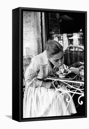 Virna Lisi Eating an Ice-Cream in Rome-Angelo Cozzi-Framed Premier Image Canvas