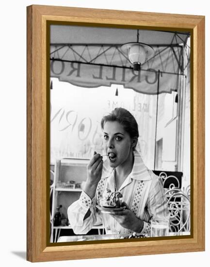 Virna Lisi Eating an Ice-Cream in Rome-Angelo Cozzi-Framed Premier Image Canvas