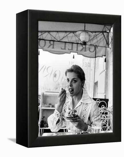 Virna Lisi Eating an Ice-Cream in Rome-Angelo Cozzi-Framed Premier Image Canvas