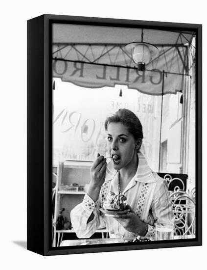 Virna Lisi Eating an Ice-Cream in Rome-Angelo Cozzi-Framed Premier Image Canvas