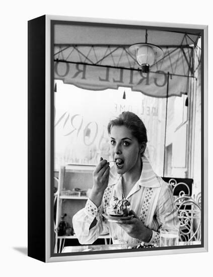 Virna Lisi Eating an Ice-Cream in Rome-Angelo Cozzi-Framed Premier Image Canvas